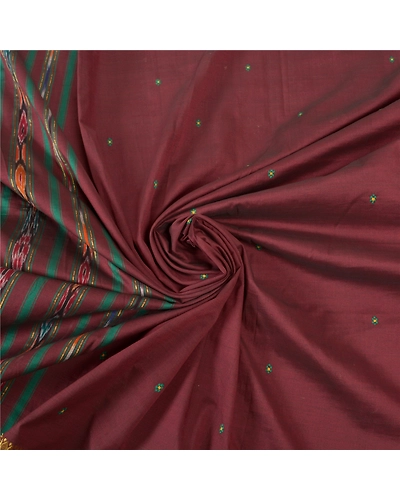 Sanskriti Vintage Sambalpuri Ikat Sarees Handwoven Pure Silk Premium Sari Fabric, PS-56723-Dark Red-Thread Work-100% Pure Silk-6