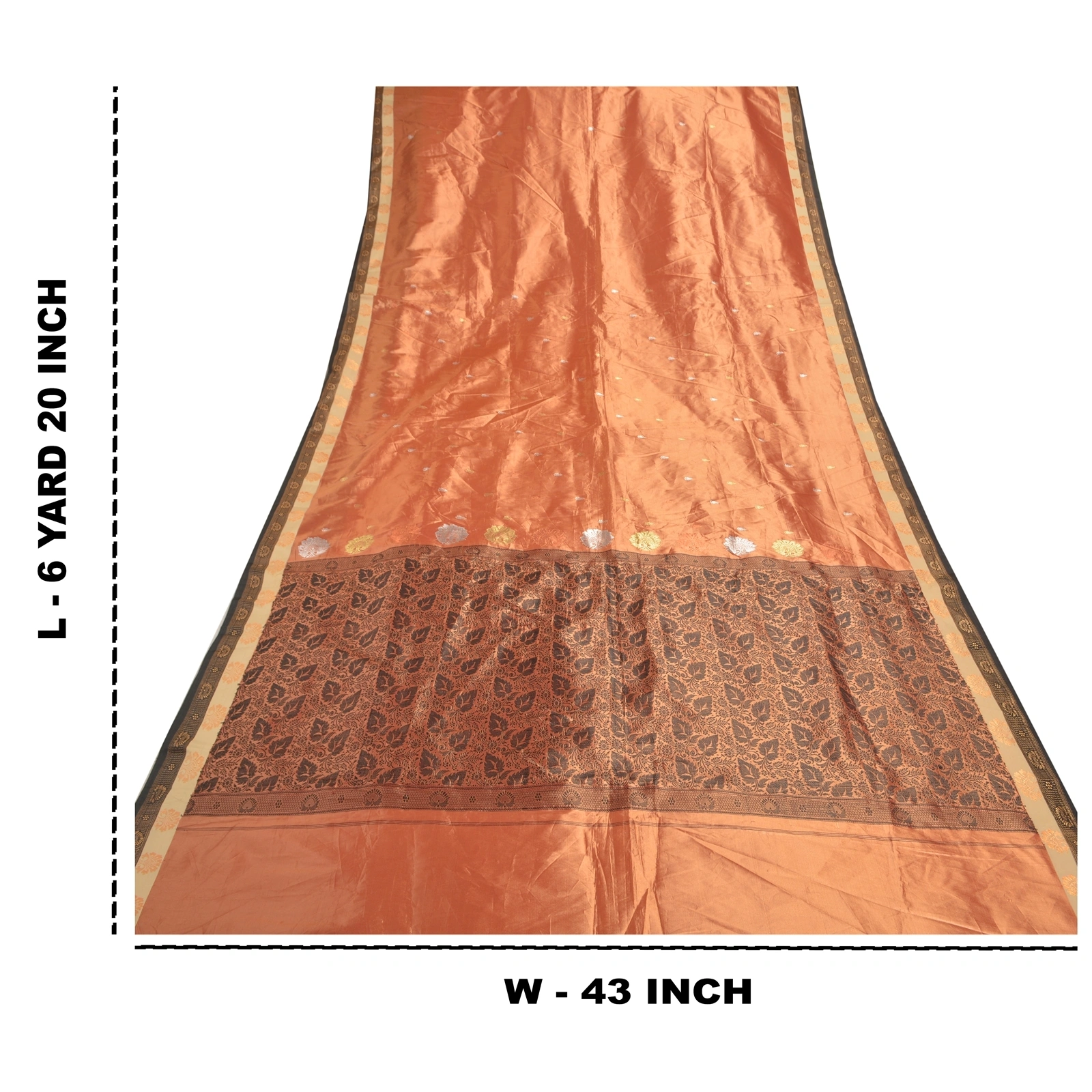 Sanskriti Vintage Copper Indian Sarees Art Silk Woven Sari Premium 5 Yard Fabric, PS-56779-Shade Of Copper-Woven Work-Art (Artificial) Silk-1