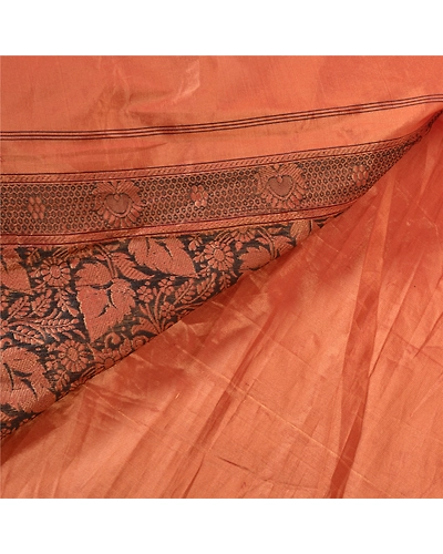 Sanskriti Vintage Copper Indian Sarees Art Silk Woven Sari Premium 5 Yard Fabric, PS-56779-Shade Of Copper-Woven Work-Art (Artificial) Silk-2