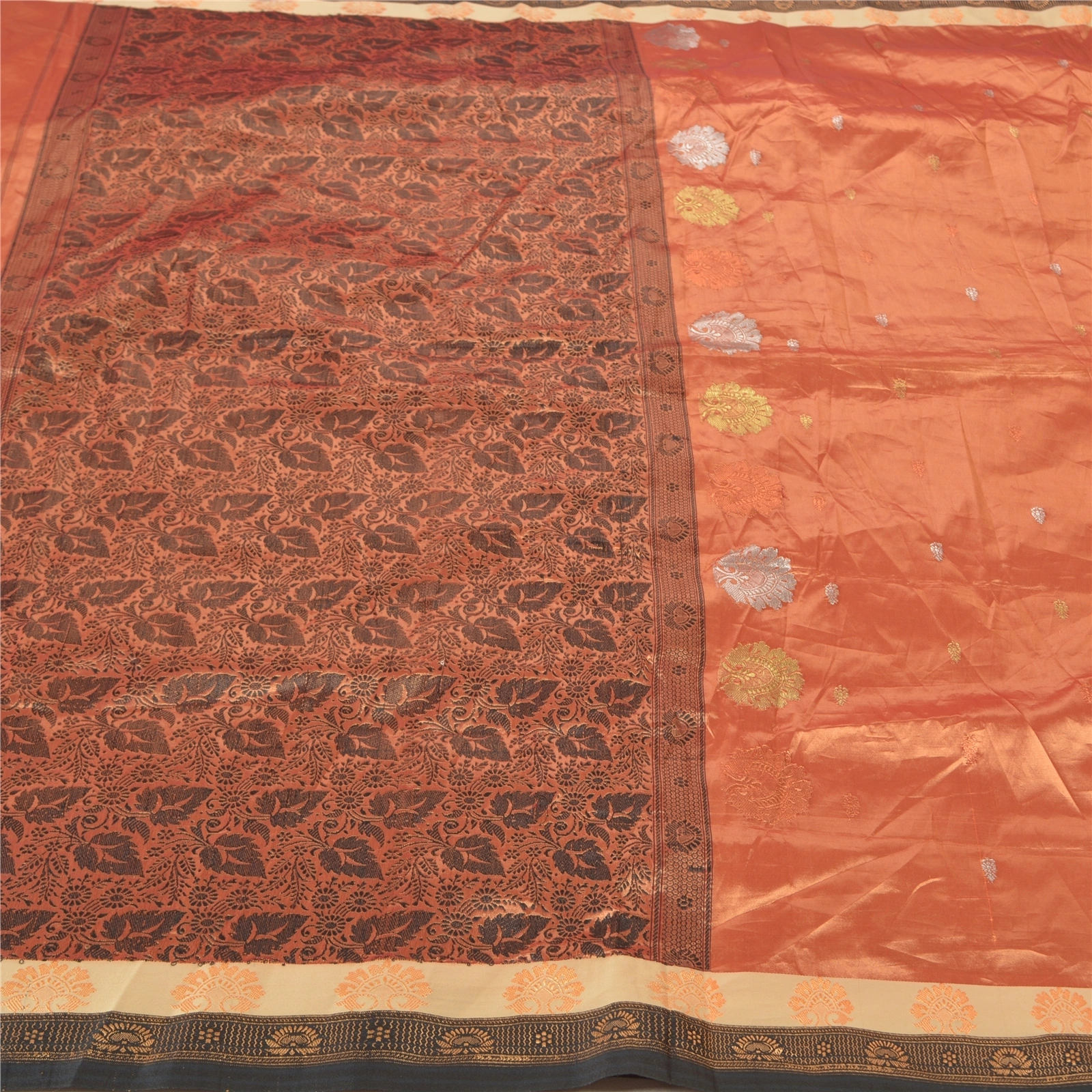 Sanskriti Vintage Copper Indian Sarees Art Silk Woven Sari Premium 5 Yard Fabric, PS-56779-Shade Of Copper-Woven Work-Art (Artificial) Silk-3