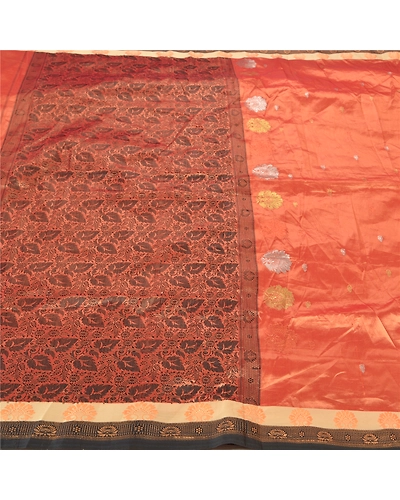 Sanskriti Vintage Copper Indian Sarees Art Silk Woven Sari Premium 5 Yard Fabric, PS-56779-Shade Of Copper-Woven Work-Art (Artificial) Silk-3