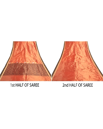 Sanskriti Vintage Copper Indian Sarees Art Silk Woven Sari Premium 5 Yard Fabric, PS-56779-Shade Of Copper-Woven Work-Art (Artificial) Silk-5