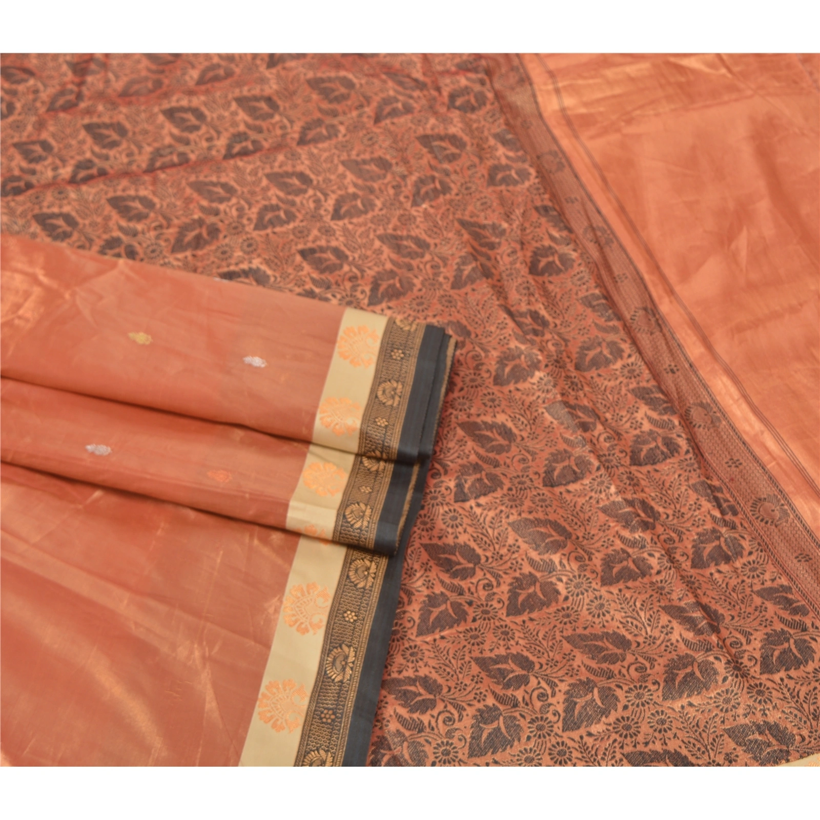 Sanskriti Vintage Copper Indian Sarees Art Silk Woven Sari Premium 5 Yard Fabric, PS-56779-Shade Of Copper-Woven Work-Art (Artificial) Silk-7