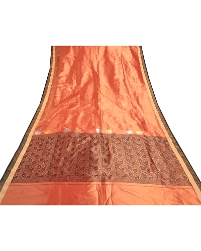 Sanskriti Vintage Copper Indian Sarees Art Silk Woven Sari Premium 5 Yard Fabric, PS-56779-Shade Of Copper-Woven Work-Art (Artificial) Silk-8