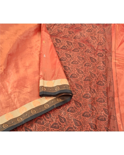 Sanskriti Vintage Copper Indian Sarees Art Silk Woven Sari Premium 5 Yard Fabric, PS-56779-Shade Of Copper-Woven Work-Art (Artificial) Silk-9