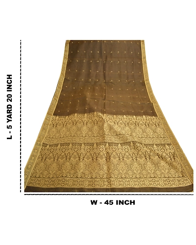 Sanskriti Vintage Heena- Green Sarees Blend Silk Hand-Woven Sari Premium Fabric, PS-56784-Heena Green-Hand- Woven Work-Blend Silk-1
