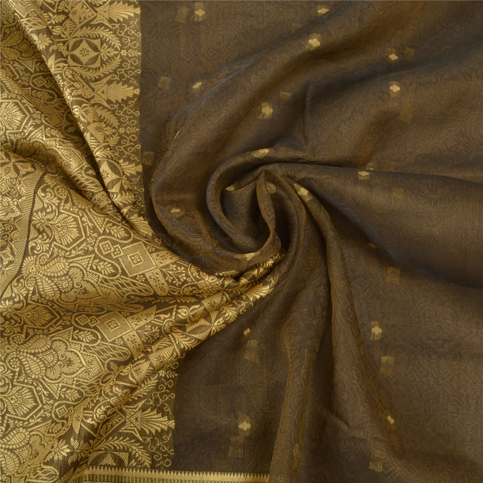 Sanskriti Vintage Heena- Green Sarees Blend Silk Hand-Woven Sari Premium Fabric, PS-56784-Heena Green-Hand- Woven Work-Blend Silk-6