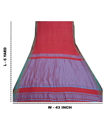 Sanskriti Vintage Sarees Cotton Hand-Woven Chettinad/Kandangi Sari 5 Yard Fabric, PS-56836-Dark Red-Woven Work-Cotton-1