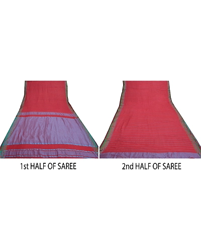 Sanskriti Vintage Sarees Cotton Hand-Woven Chettinad/Kandangi Sari 5 Yard Fabric, PS-56836-Dark Red-Woven Work-Cotton-5