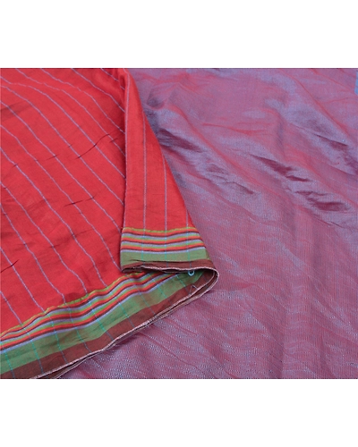 Sanskriti Vintage Sarees Cotton Hand-Woven Chettinad/Kandangi Sari 5 Yard Fabric, PS-56836-Dark Red-Woven Work-Cotton-9