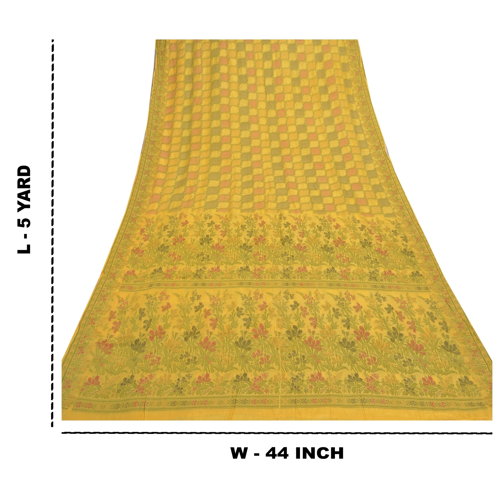 Sanskriti Vintage Lemon Sarees 100% Pure Silk Handwoven Sari Craft Fabric, PS-56987-Shade Of Lemon-Hand- Woven Work-100% Pure Silk-1