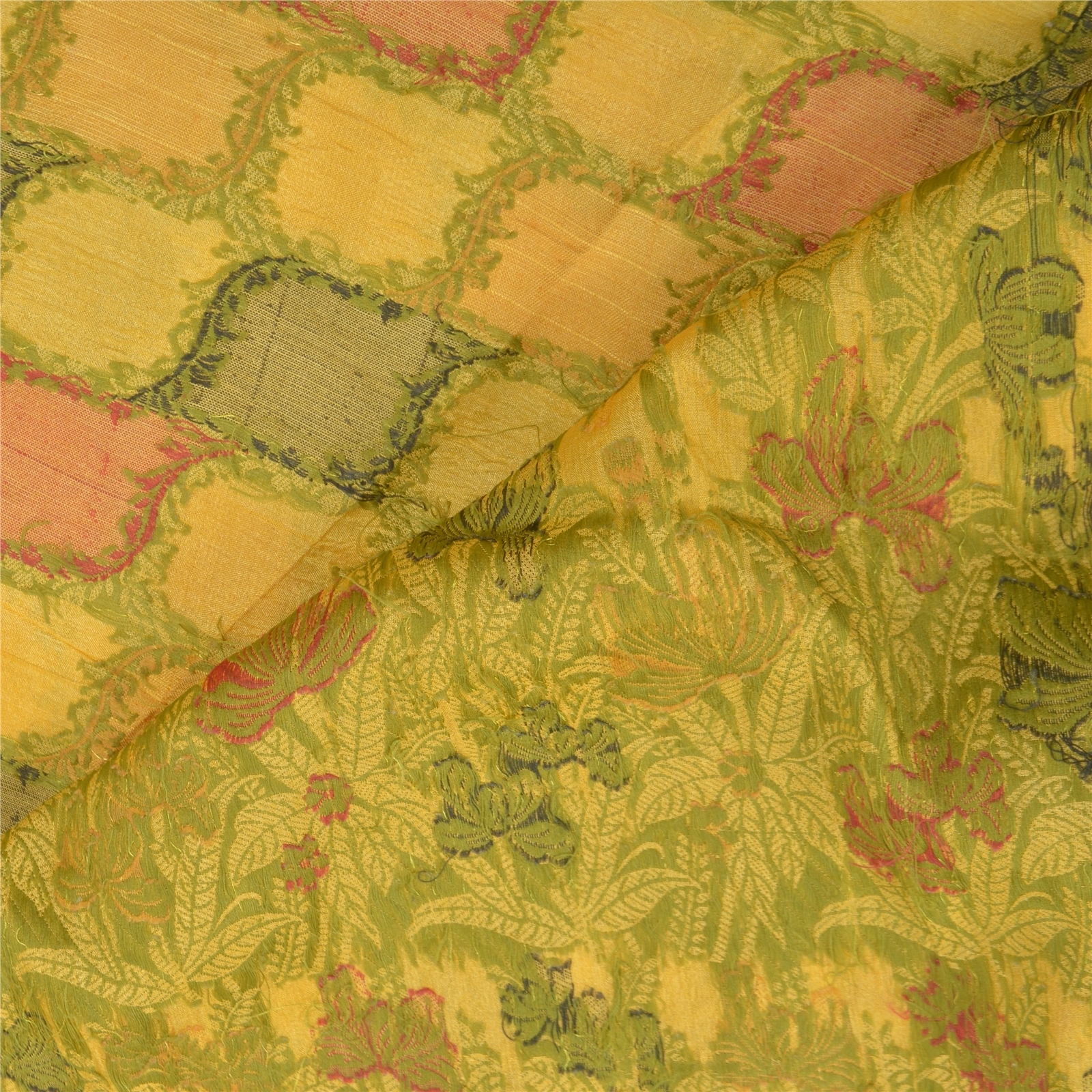 Sanskriti Vintage Lemon Sarees 100% Pure Silk Handwoven Sari Craft Fabric, PS-56987-Shade Of Lemon-Hand- Woven Work-100% Pure Silk-2