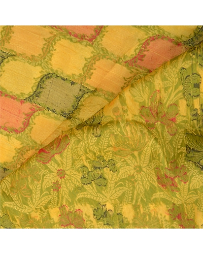 Sanskriti Vintage Lemon Sarees 100% Pure Silk Handwoven Sari Craft Fabric, PS-56987-Shade Of Lemon-Hand- Woven Work-100% Pure Silk-2