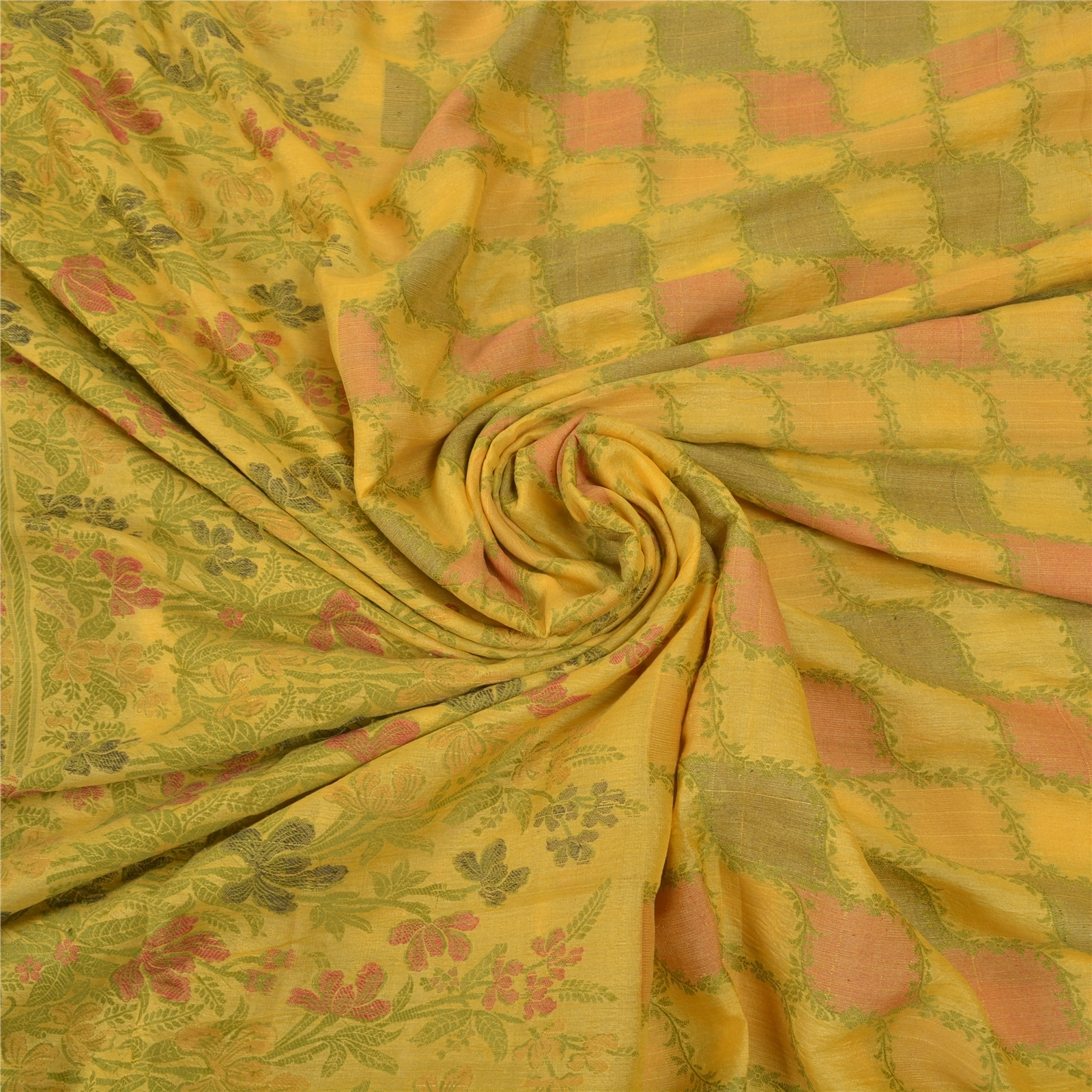 Sanskriti Vintage Lemon Sarees 100% Pure Silk Handwoven Sari Craft Fabric, PS-56987-Shade Of Lemon-Hand- Woven Work-100% Pure Silk-6