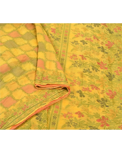 Sanskriti Vintage Lemon Sarees 100% Pure Silk Handwoven Sari Craft Fabric, PS-56987-Shade Of Lemon-Hand- Woven Work-100% Pure Silk-9