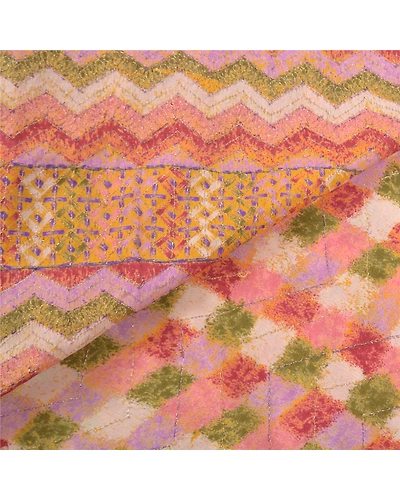 Sanskriti Vintage Indian Sarees 100% Pure Silk Hand Beaded Sari Premium Fabric, PS-57004-Multi Color-Woven Work-100% Pure Silk-2