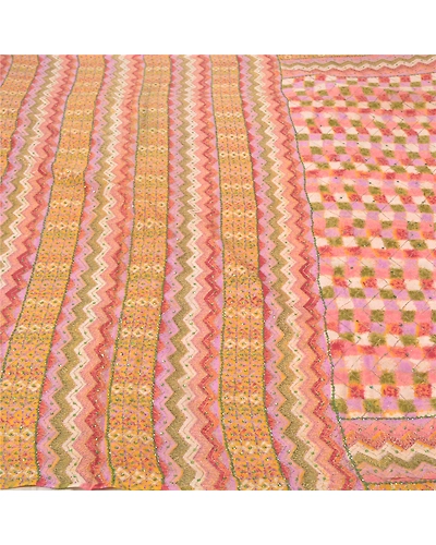 Sanskriti Vintage Indian Sarees 100% Pure Silk Hand Beaded Sari Premium Fabric, PS-57004-Multi Color-Woven Work-100% Pure Silk-3
