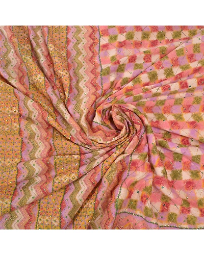 Sanskriti Vintage Indian Sarees 100% Pure Silk Hand Beaded Sari Premium Fabric, PS-57004-Multi Color-Woven Work-100% Pure Silk-6