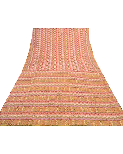 Sanskriti Vintage Indian Sarees 100% Pure Silk Hand Beaded Sari Premium Fabric, PS-57004-Multi Color-Woven Work-100% Pure Silk-8