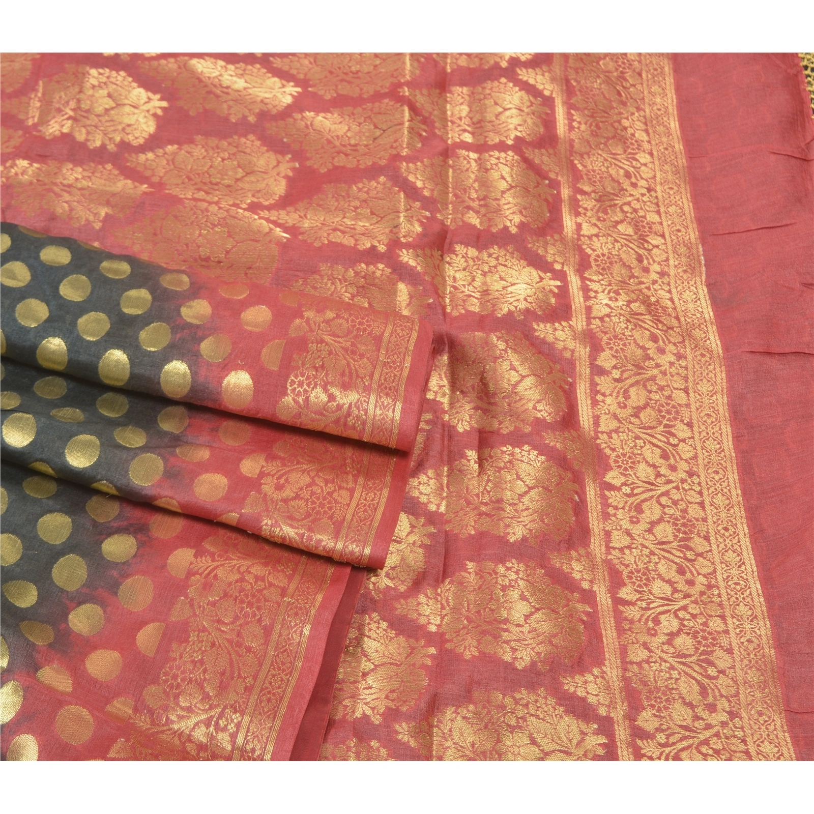 Sanskriti Vintage Black Sarees Chanderi Silk Woven Sari Premium Fabric, PS-57010-Black &amp; Pink-Zari Work-Chanderi Silk-7