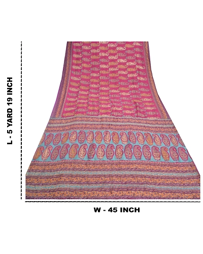 Sanskriti Vintage Purple Sarees Art Silk Hand Embroidered Premium Sari Fabric, PS-57072-Purple-Zari Work-Art (Artificial) Silk-1