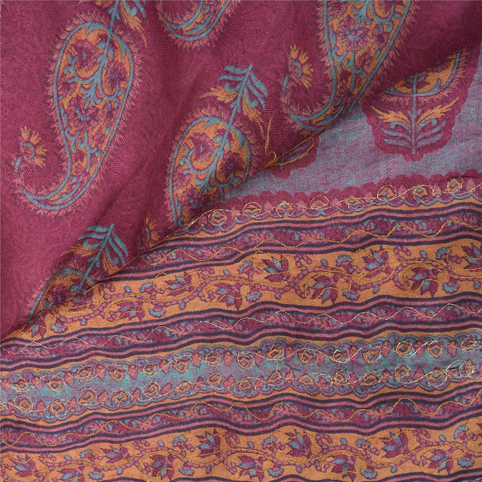 Sanskriti Vintage Purple Sarees Art Silk Hand Embroidered Premium Sari Fabric, PS-57072-Purple-Zari Work-Art (Artificial) Silk-2