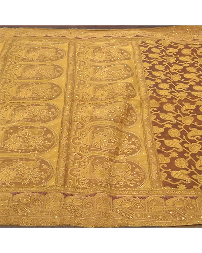 Sanskriti Vintage Green Sari Art Silk Hand Beaded Woven Cultural Sarees Fabric, PS-57088-Shade Of Green-Beaded Work-Art (Artificial) Silk-3