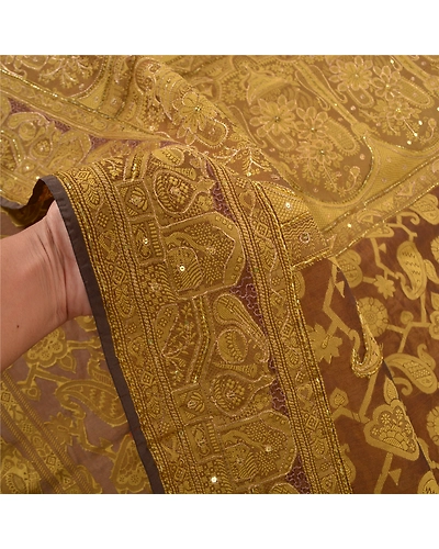 Sanskriti Vintage Green Sari Art Silk Hand Beaded Woven Cultural Sarees Fabric, PS-57088-Shade Of Green-Beaded Work-Art (Artificial) Silk-4