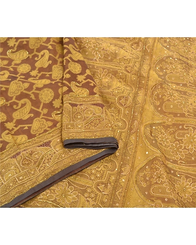 Sanskriti Vintage Green Sari Art Silk Hand Beaded Woven Cultural Sarees Fabric, PS-57088-Shade Of Green-Beaded Work-Art (Artificial) Silk-9