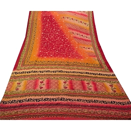 Sanskriti Vintage Sarees Crepe Silk Hand Embroidered Fabric Kantha Premium Sari, PS-47262