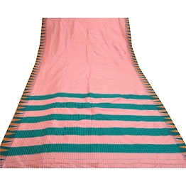 Sanskriti Vintage Pink Indian Sarees Art Silk Woven Ilkal 5 Yard Sari Fabric, PS-57235