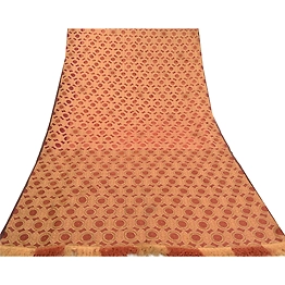 Sanskriti Vintage Brick Red Sarees Pure Organza Silk Beaded Premium Sari Fabric, PS-57856