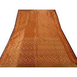 Sanskriti Vintage Green Sarees Art Silk Woven Craft Decor Fabric Sari Blouse Pc, PS-53184