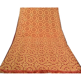 Sanskriti Vintage Red Sarees Pure Organza Silk Hand Beaded Cultural Sari Fabric, PS-57881