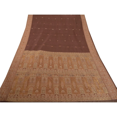 Sanskriti Vintage Sarees 100% Pure Cotton Woven Craft Fabric Premium 5 Yd Sari, PS-50525