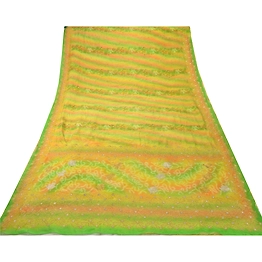 Sanskriti Vintage Green Sarees Pure Silk Embroidered Premium Sari Craft Fabric, PS-54284