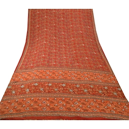 Sanskriti Vintage Sarees Pure Georgette Silk Hand Beaded Fabric Premium Sari, PS-54238