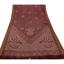 Sanskriti Vintage Brown Sarees Art Silk Hand Beaded Premium Fabric Cultural Sari, PS-48293