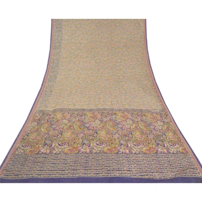 Sanskriti Vintage Blue Sarees Cotton Printed Premium Sari Craft 5 Yard Fabric, PS-58303