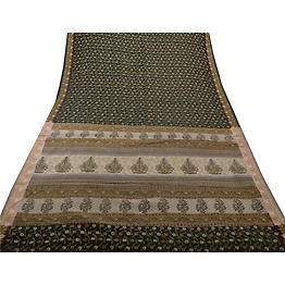 Sanskriti Vintage Indian Sari Silk Blend Woven Green Craft 5 Yd Fabric Sarees, PS-43855