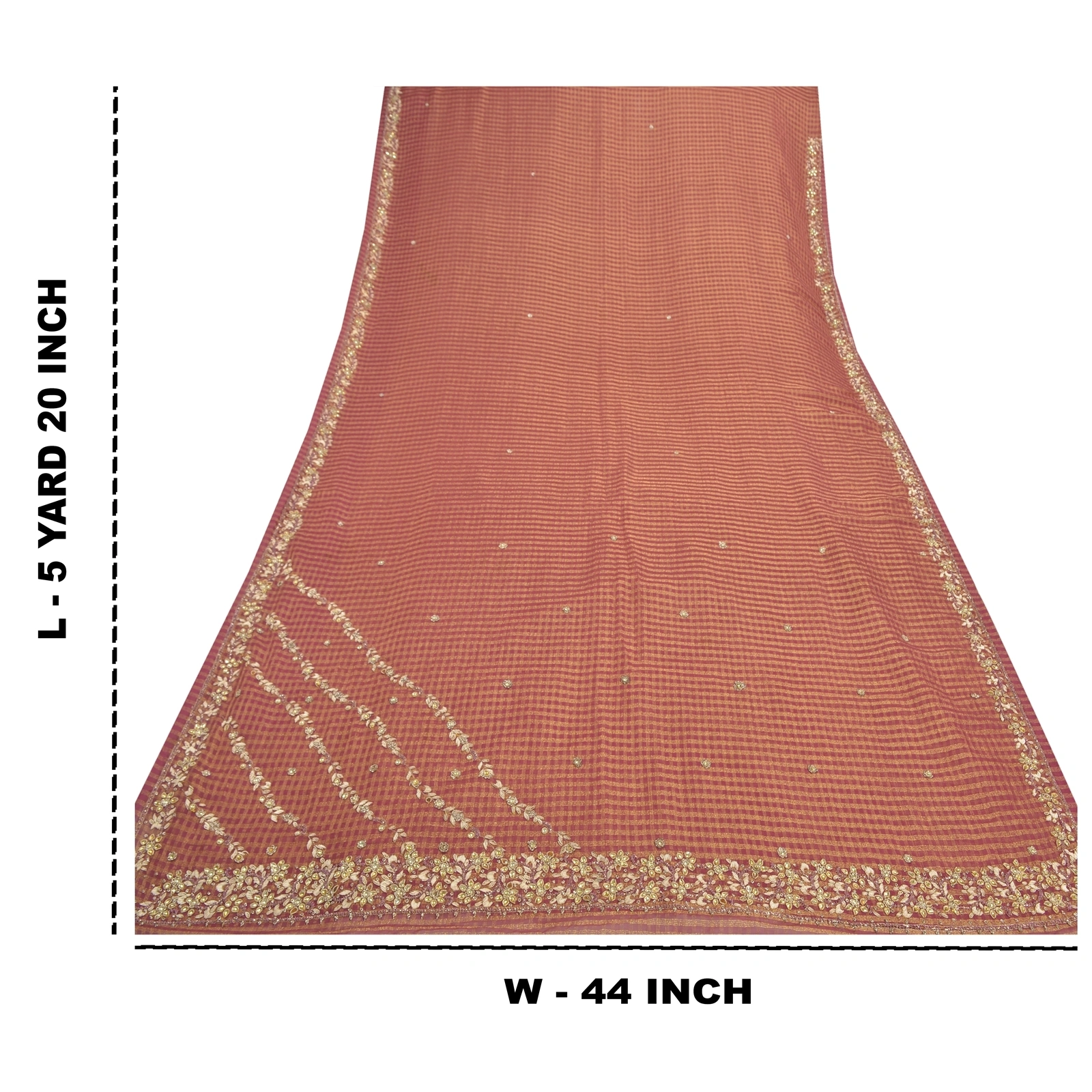 Sanskriti Vintage Pink Sarees Art Silk Hand Beaded Woven Sari Premium Fabric, PS-57129-Pink-Zardozi Work-Art (Artificial) Silk-1