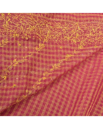 Sanskriti Vintage Pink Sarees Art Silk Hand Beaded Woven Sari Premium Fabric, PS-57129-Pink-Zardozi Work-Art (Artificial) Silk-3