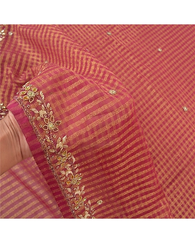 Sanskriti Vintage Pink Sarees Art Silk Hand Beaded Woven Sari Premium Fabric, PS-57129-Pink-Zardozi Work-Art (Artificial) Silk-5