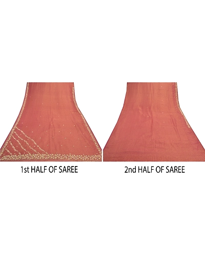 Sanskriti Vintage Pink Sarees Art Silk Hand Beaded Woven Sari Premium Fabric, PS-57129-Pink-Zardozi Work-Art (Artificial) Silk-6