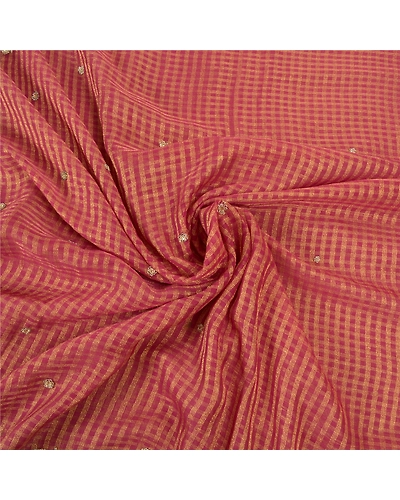 Sanskriti Vintage Pink Sarees Art Silk Hand Beaded Woven Sari Premium Fabric, PS-57129-Pink-Zardozi Work-Art (Artificial) Silk-7