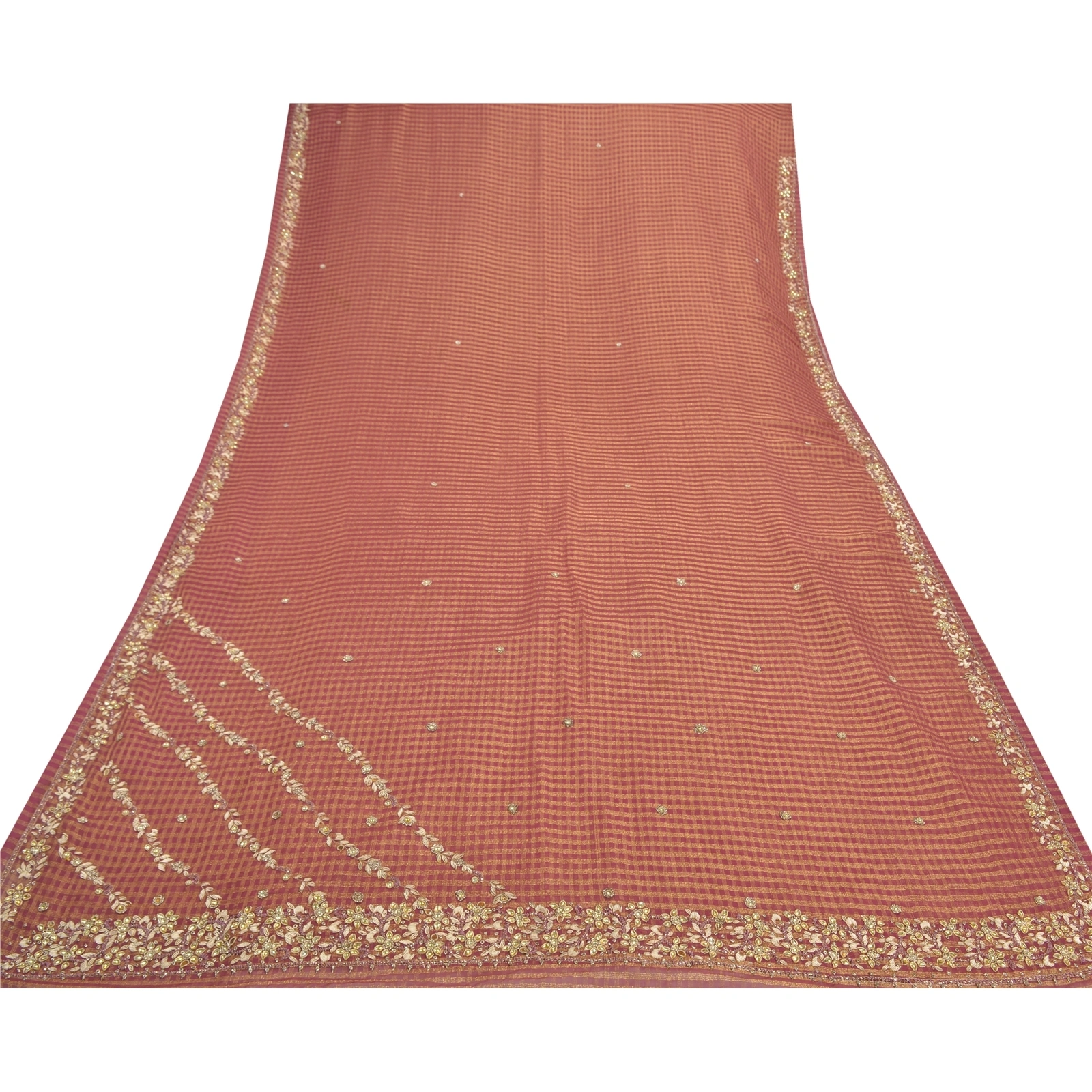 Sanskriti Vintage Pink Sarees Art Silk Hand Beaded Woven Sari Premium Fabric, PS-57129-Pink-Zardozi Work-Art (Artificial) Silk-9