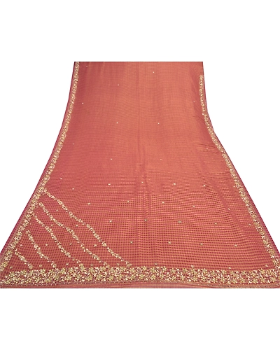 Sanskriti Vintage Pink Sarees Art Silk Hand Beaded Woven Sari Premium Fabric, PS-57129-Pink-Zardozi Work-Art (Artificial) Silk-9