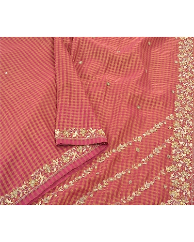 Sanskriti Vintage Pink Sarees Art Silk Hand Beaded Woven Sari Premium Fabric, PS-57129-Pink-Zardozi Work-Art (Artificial) Silk-10