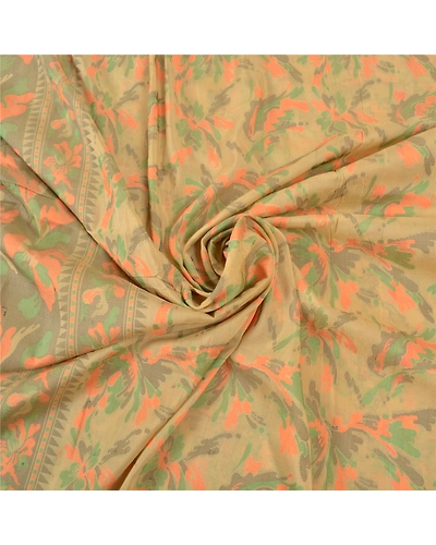 Sanskriti Vintage Cream Indian Sarees 100% Pure Silk Woven Sari Premium Fabric, PS-57153-Cream-Woven Work-100% Pure Silk-6