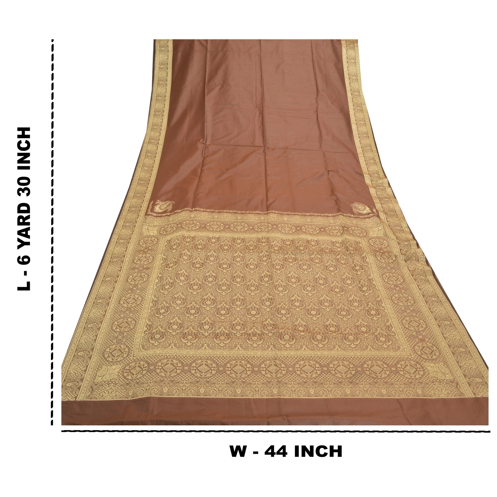 Sanskriti Vintage Brown Sarees Art Silk Hand-Woven Sari 5 Yard Premium Fabric, PS-57163-Brown-Hand Woven Work-Art (Artificial) Silk-1